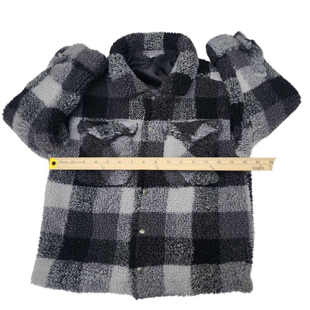 Wonder Nation Boys Faux Sharpa Button‎ Trucker Jacket Black Plaid,Size S (6-7) - Picture 4 of 11